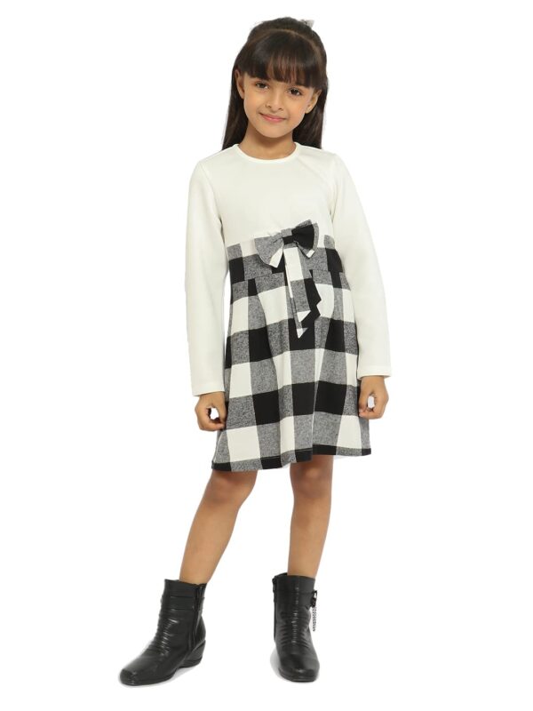 nauti nati Girl's Polyester Strapless Mini Casual Dress (NN312-633-4 Years_White-Black