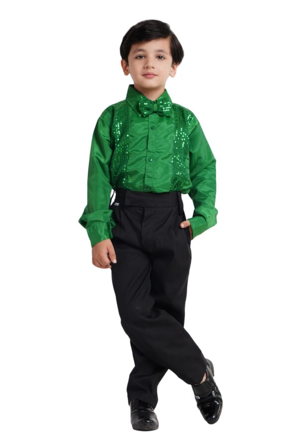 Kaku Fancy Dresses Dance Costume Shinning Shirt for Kids | Sequin Work School Annual Funtion Shirt For Boys