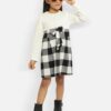 nauti nati Girl's Polyester Strapless Mini Casual Dress (NN312-633-4 Years_White-Black - Image 3