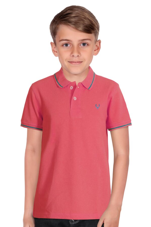 Allen Solly Junior Boy's Plain Regular fit Polo (ABTS31901820_Coral with Royal Blue 7-8 Years)