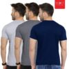 Scott International Men's Regular Fit T-Shirt - Cotton Blend, Half Sleeve, Round Neck, Stylish, Solid Plain T-Shirts for Men, Mens t Shirt - Pack of 3 (Navy Blue,Charcoal & Grey, XL) - Image 8