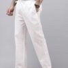 Qashida Men's Cotton Blend Solid Trouser Pants with Drawstring Waistband | Elasticated Waist | Relaxed Fit | Casual with Side and Back Pockets, White - Image 7