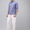 Qashida Men's Cotton Blend Solid Trouser Pants with Drawstring Waistband | Elasticated Waist | Relaxed Fit | Casual with Side and Back Pockets, White - Image 5
