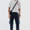 Snitch Mens Navy Multi Pocket Drawstring Cotton Blend Full Length Light Weight Breathable Relaxed Fit Cargo Pants - Image 6