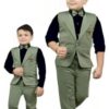 Cotton Blend Arham Fashion Wear Boys Festive & Party, Formal, Wedding Shirt, Waistcoat and Regular Fit Pant Set (4-5 Years, Green) - Image 2