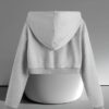 Prachikfashions Solid Long Hooded Neck Hoodie Zipper Crop Jacket For Women's | Grey, M - Image 2