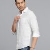 ROOKIES 100% Linen Solid Shirt for Men - Full Sleeves, Regular Fit(RJS2307) White - Image 5