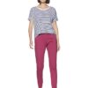 Amazon Brand - Symbol Women's Striped Loose Fit Half Sleeve Cotton T-Shirt (SYMAW19TS036B_White + Navy_Small) (Combo Pack of 2) - Image 3