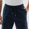 Snitch Mens Navy Multi Pocket Drawstring Cotton Blend Full Length Light Weight Breathable Relaxed Fit Cargo Pants - Image 2