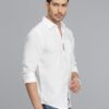 ROOKIES 100% Linen Solid Shirt for Men - Full Sleeves, Regular Fit(RJS2307) White - Image 4