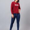Cantabil Printed Maroon Full Sleeves Regular Fit Women Casual Sweatshirt | Casual Winter Sweatshirts for Women | Ladies Sweatshirts for Winter Wear (LSWS00063_Maroon_XL) - Image 4