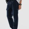 Snitch Mens Navy Multi Pocket Drawstring Cotton Blend Full Length Light Weight Breathable Relaxed Fit Cargo Pants - Image 9