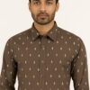 Vanhood Men's Patterned Slim Fit Shirt | Print Full Sleeve | Formal and Casual Wear | Semi - Formal Shirt | Cotton (in, Numeric, 44, Brown) - Image 2