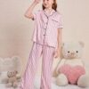 PAGHDAL BROTHERS Kids Night Dress for Girls Nightwear|Sleepsuit|Sleepwear|Loungewear Night Suit for Boys & Girls Top and Pyjama Combo Set (Pink Line, 4 Years-5 Years) - Image 2