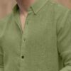 Men's Solid Linen Cotton Shirt | Casual | Plain | Full Sleeve | Summer-Regular Fit| Men Stylish Shirt | Everyday Formal Wear (in, Alpha, M, Regular, Olive) - Image 4