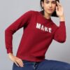 Cantabil Printed Maroon Full Sleeves Regular Fit Women Casual Sweatshirt | Casual Winter Sweatshirts for Women | Ladies Sweatshirts for Winter Wear (LSWS00063_Maroon_XL) - Image 3