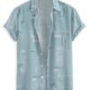 LAMBOO Men's Typography Print Pattern Casual Lycra Regular Slim Fit Short Sleeve Button Up Shirt (in, Alpha, XL, Regular, Light Green) - Image 4
