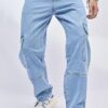 GRECIILOOKS Regular Cargo Pant Baggy Loose Fit | Cotton Mid Rise Jeans for Men (GL-MJ-01_Blue_32) - Image 2
