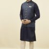 Manyavar Men's Nehru Jacket (JAC246-326_Blue_L) - Image 3