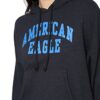 American Eagle Women Navy Fleece Graphic High-Low Hoodie - Image 3