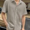 GRECIILOOKS Mens Casual Polycotton Regular Fit Shirt (Beige, Medium) - Image 7
