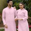 LAXMINARAYAN FASHION-Cotton Blend Fabric Mens and Womens Kurta and Couple Kurti Dress 2 pcs Combo (Pink, Men - XL/Women - XXL) - Image 4