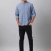 Indian Terrain Mens Solid Blue Shirt - Image 3