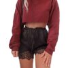 Artfish Women's Crewneck Long Sleeve Crop Tops Workout Casual Pullover Loose Sweatshirts (Burgundy,XS) - Image 5