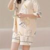 LOUIS LUXE Womens Night Dress || Short Pyjama Set || Nightsuit || Women Nightwear ||Round Neck Short Sleeve Nightsuit || Loungewear || Everyday Nightdress (ND-01-KHAKHI-L) - Image 4
