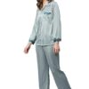 AV2 Women's Satin Solid Pajama Set (Grey_Large) - Image 7