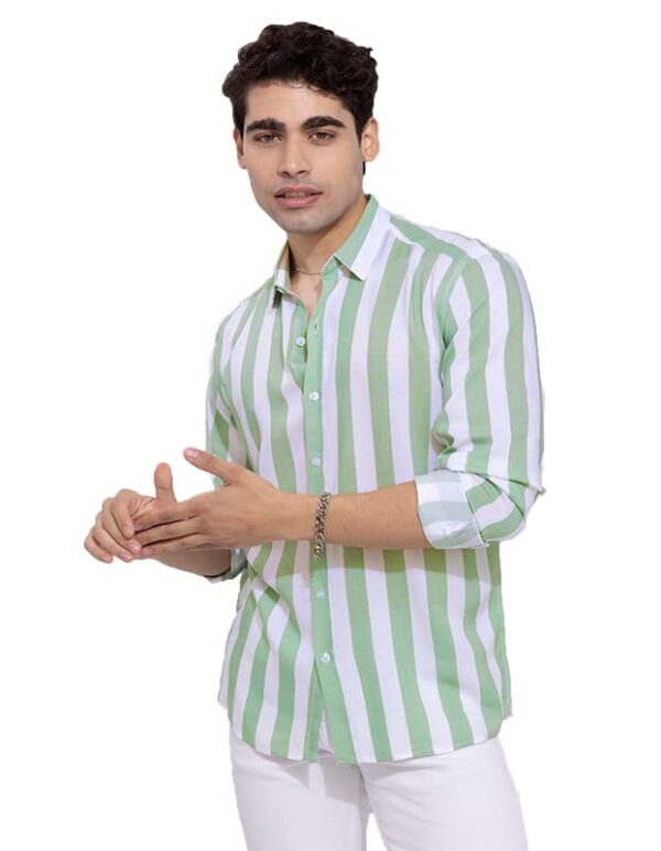 U-TURN Casual Slim Fit Shirt For Men| Latest Shirt For Men| Men Stylish Shirt | Men Printed Striped Shirt (Lightgreen; Medium)