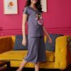 Clovia Night Suits for Women, Night Dresses for Women, Capri Night Suit for Women, Women Night Suit Set, Night Wear for Women, Lounge Wear Set for Women - Top & Capri Set (Blue - Graphic, S) - Image 7