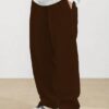 SMOWKLY Men's Premium Polycotton Causal Baggy Fit Jogger || Lightweight & Flexible Elastic Waist with Drawstring || Wrinkle-Free Comfortable Trouser Pant for Summer (1649_DBR_32) Dark Brown - Image 5