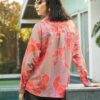 GRECIILOOKS Shirt for Women | Printed Casual Crop Top | Long Sleeve Stylish Collared |Korean Oversized Button-Down |Causal |Formal | Trendy (in, Alpha, M, Orange) - Image 7