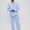 Couple Nightsuit | 100% Cotton Nightdress | Gifting Couple Dress | Super Soft | Husband wife Nighwear | Summer Coords | Travel outfit | Matching Sleepwear (White and Blue Checks, Men L Women S) - Image 5