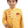 STAR MARKS Jacquard Full Sleeve Sherwani with Pajama Set | Indo Western Style Sherwani Set for Baby Boys | Yellow | 4 to 5 Years - Image 4
