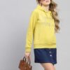 Monte Carlo Womens Yellow Printed Hooded Neck Full Sleeve Sweatshirt (224067661-1-42) - Image 3