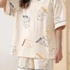 LOUIS LUXE Womens Night Dress || Short Pyjama Set || Nightsuit || Women Nightwear ||Round Neck Short Sleeve Nightsuit || Loungewear || Everyday Nightdress (ND-01-KHAKHI-L) - Image 2