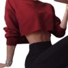 Artfish Women's Crewneck Long Sleeve Crop Tops Workout Casual Pullover Loose Sweatshirts (Burgundy,XS) - Image 6
