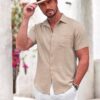 Lymio Regular Fit Shirt for Men|| Men Stylish Regular Fit Shirt (Resort-Slub) (in, Alpha, L, Chiku) - Image 5