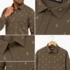 Vanhood Men's Patterned Slim Fit Shirt | Print Full Sleeve | Formal and Casual Wear | Semi - Formal Shirt | Cotton (in, Numeric, 44, Brown) - Image 7