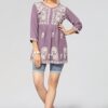 Bee M Pee Designer Regular Fit Short Kurti Tops for Jeans for Women I Chikankari Rayon Cotton Long Kurta Kurti for Women I Stylish Wear Kurti Top for Girls Lavender, Large - Image 6
