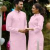 LAXMINARAYAN FASHION-Cotton Blend Fabric Mens and Womens Kurta and Couple Kurti Dress 2 pcs Combo (Pink, Men - XL/Women - XXL) - Image 5