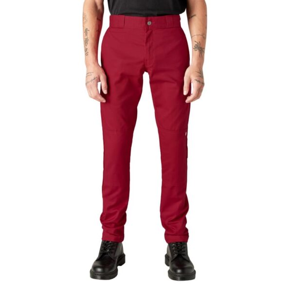 Dickies Men's Skinny-Straight Double Knee Work Pant, English Red, 28W x 30L