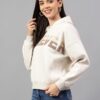 Cantabil Printed Beige Full Sleeves Regular Fit Women Casual Crop Sweatshirt with Hoodie | Winter Crop Sweatshirts for Women | Ladies Crop Sweatshirts for Winter Wear (LCSWS00001_ECRUMELANGE_XXL) - Image 7