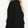 LEOTUDE Women's Loop Knit Loose Fit Full Sleeve Round Neck Loose Fit Sweatshirt (GRLW11RED_P_Black_Large) - Image 3