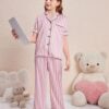 PAGHDAL BROTHERS Kids Night Dress for Girls Nightwear|Sleepsuit|Sleepwear|Loungewear Night Suit for Boys & Girls Top and Pyjama Combo Set (Pink Line, 4 Years-5 Years) - Image 4
