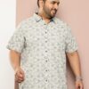 Thomas Scott Men's | Regular Fit | Plus Size | 100% Cotton | Short Sleeve | Spread Collar | Floral Printed | Casual | Shirt for Men(TS1747_Grey_5XL) - Image 6