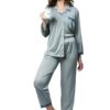 AV2 Women's Satin Solid Pajama Set (Grey_Large) - Image 5