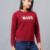 Cantabil Printed Maroon Full Sleeves Regular Fit Women Casual Sweatshirt | Casual Winter Sweatshirts for Women | Ladies Sweatshirts for Winter Wear (LSWS00063_Maroon_XL) - Image 7